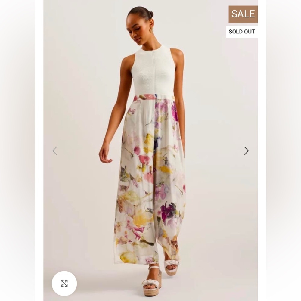 Ted Baker London White and Multicolor Floral Jumpsuit